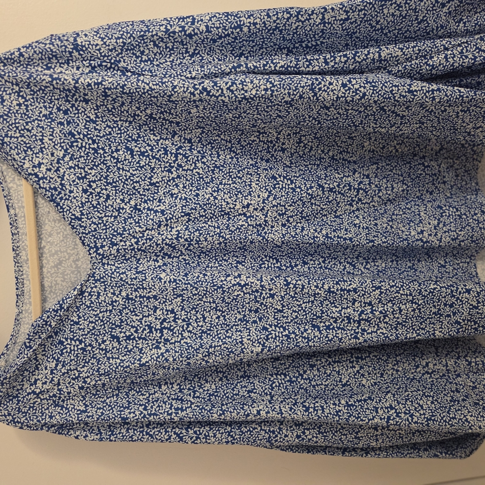 Blue and White Floral Blouse.